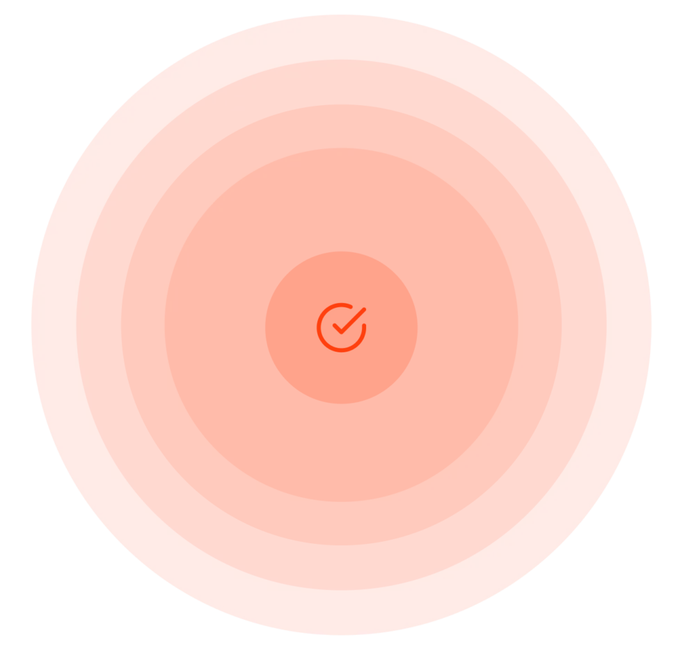 Illustration: Gravito's G at the centre of concentric orange circles